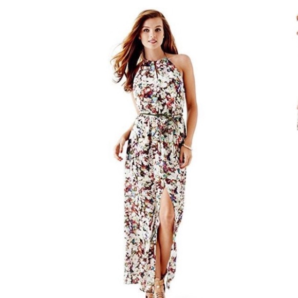 Guess Dresses New Guess Halter Floral Maxi Dress Womens Sz Medium